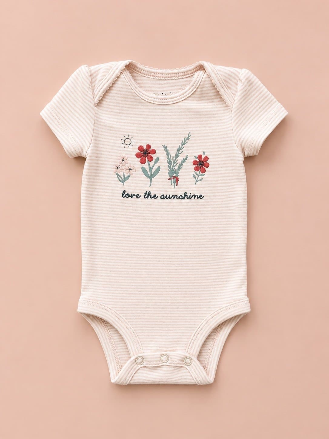 Carter’s “Love the Sunshine” Floral Baby Bodysuit | 3M | Pink Stripe Onesie