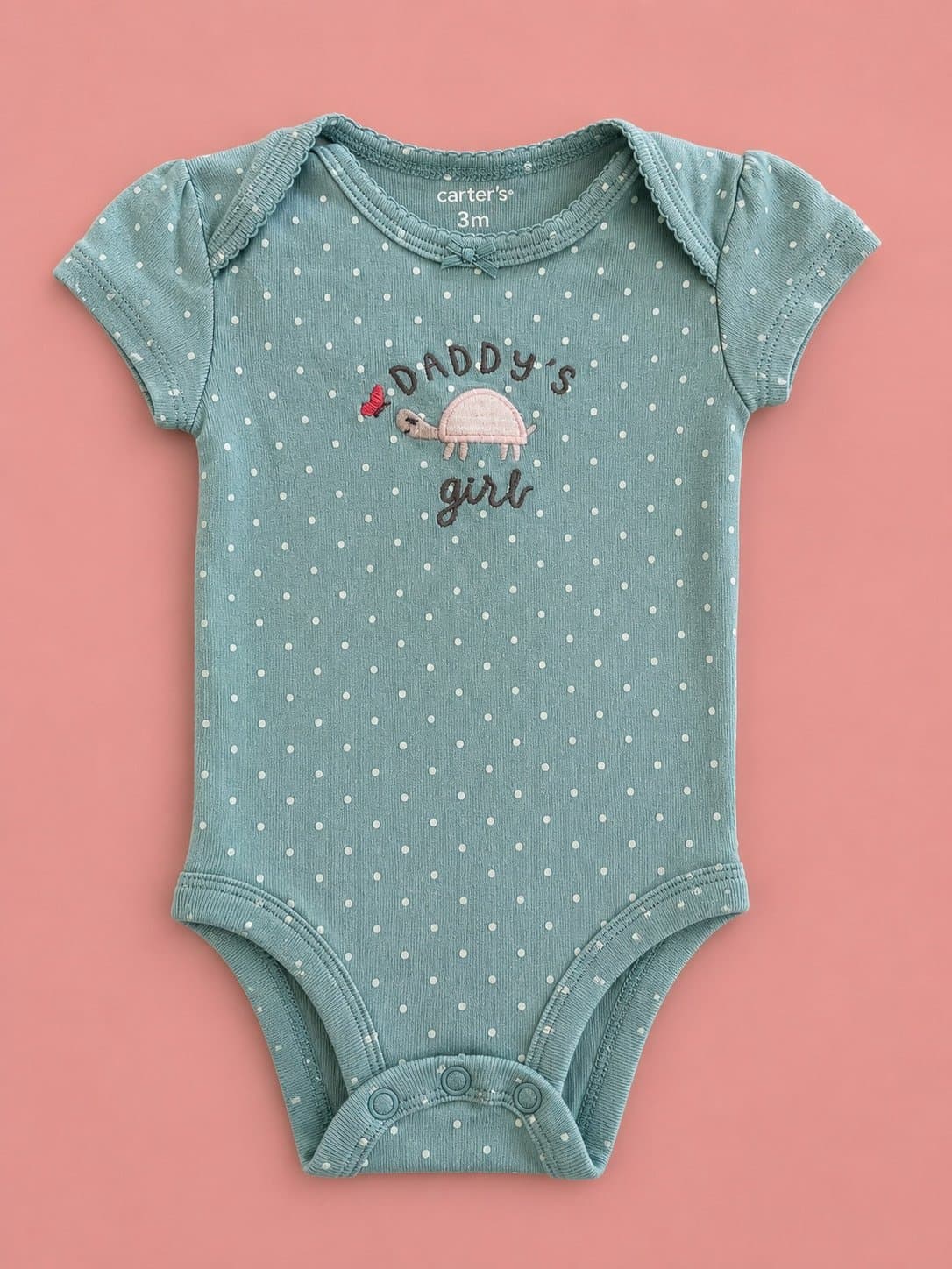 Carter’s “Daddy’s Girl” Turtle Onesie Bodysuit 3M Baby Girl Blue Polka Dot