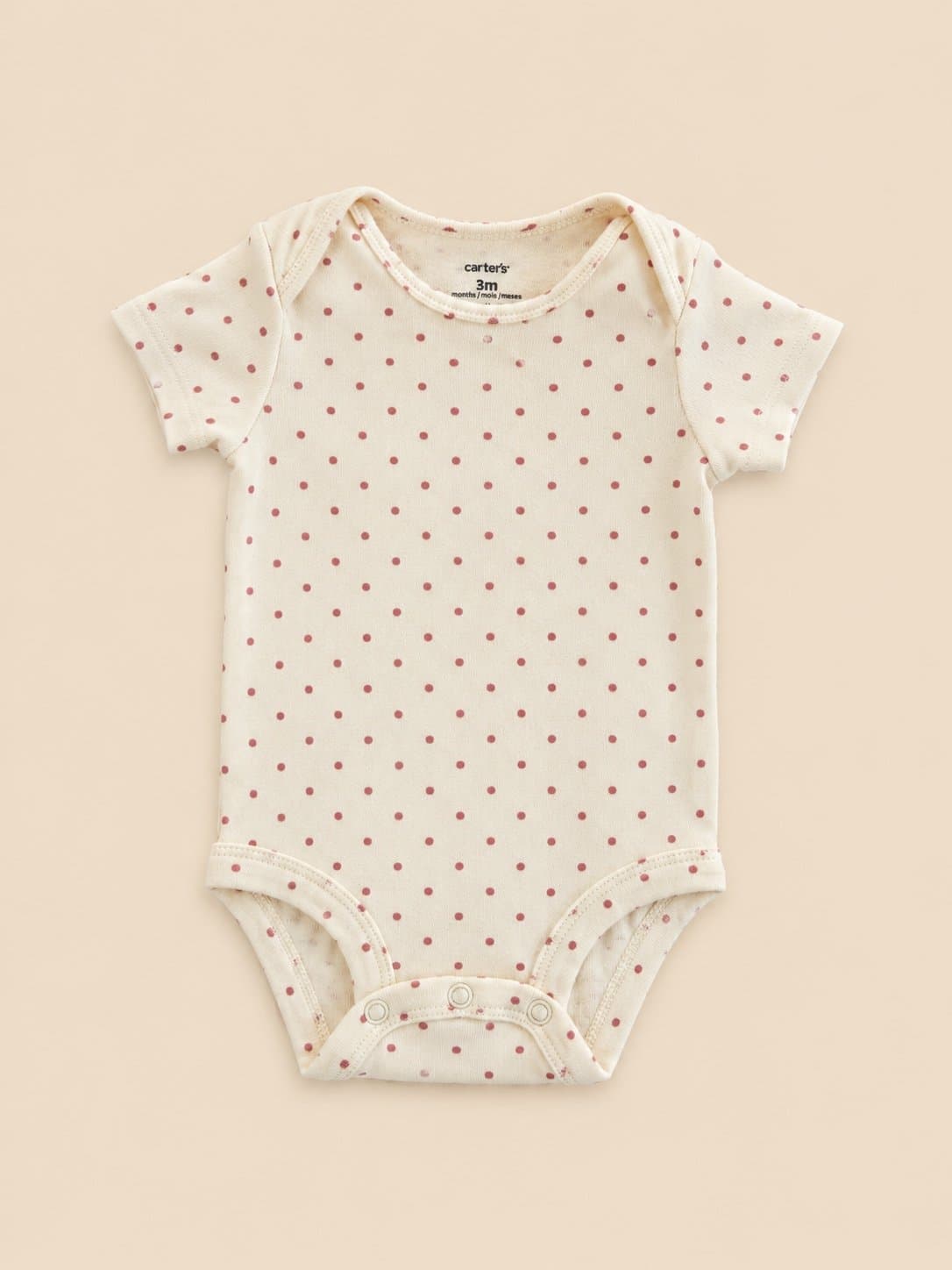 Carter’s Baby Girl Polka Dot Onesie Bodysuit 3M Pink White Short Sleeve