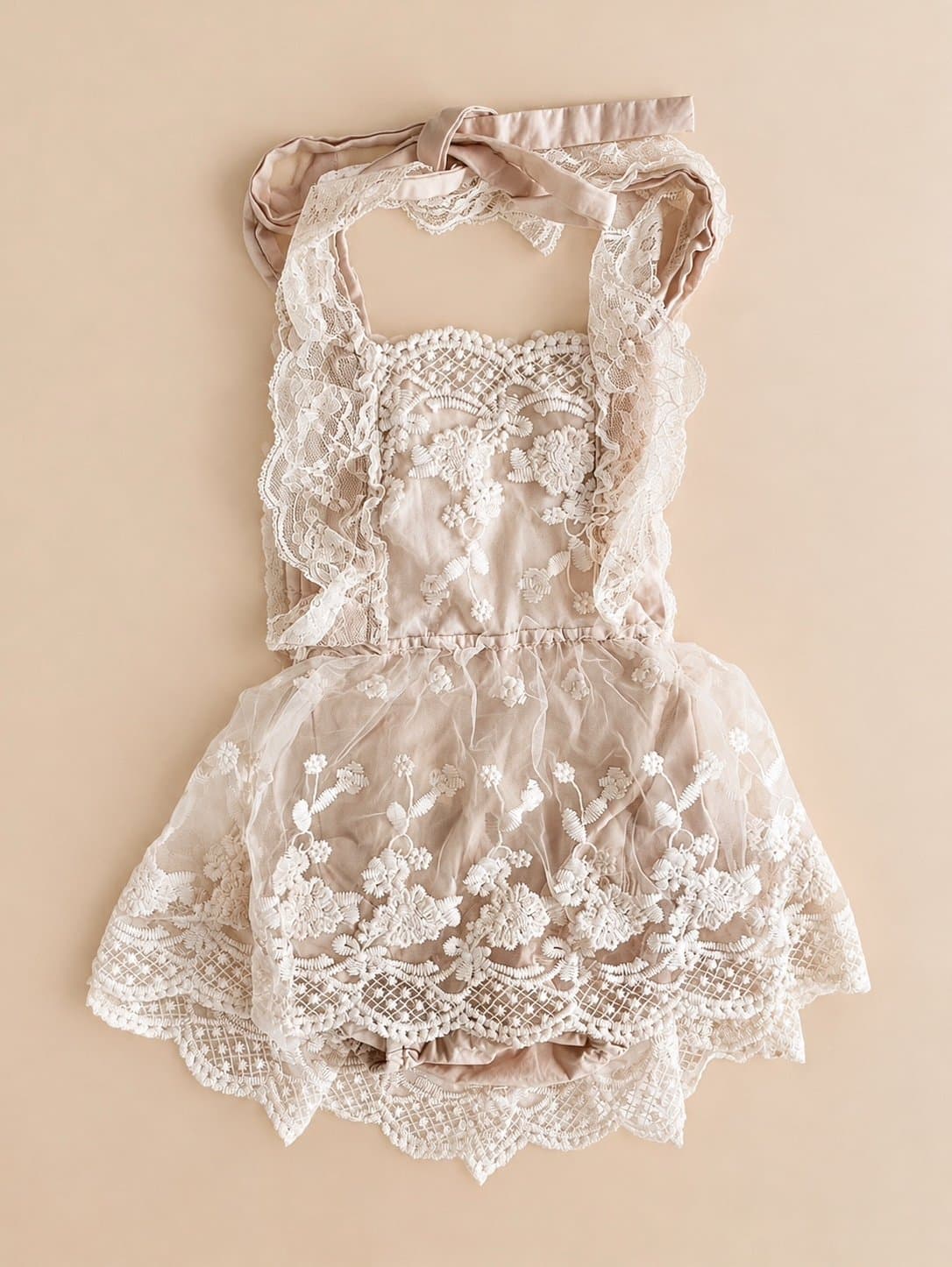 Boutique Lace Baby Romper | Boho Newborn Photo Outfit | 0-3 Months