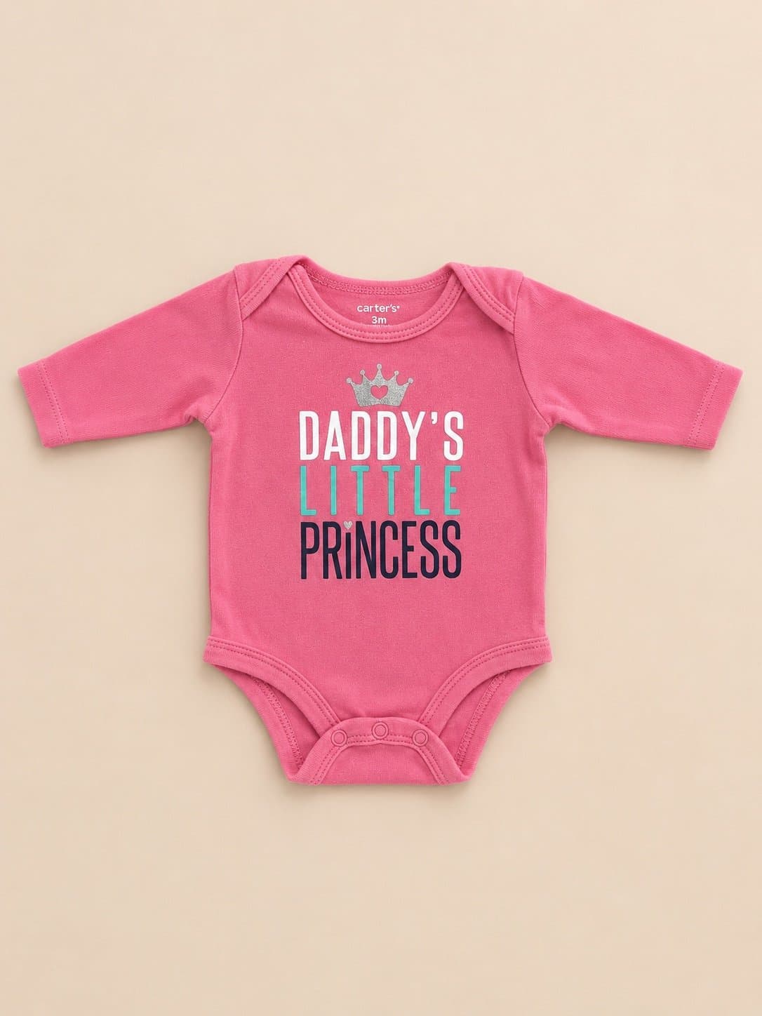 Carter’s “Daddy’s Little Princess” Pink Long Sleeve Bodysuit – 3M