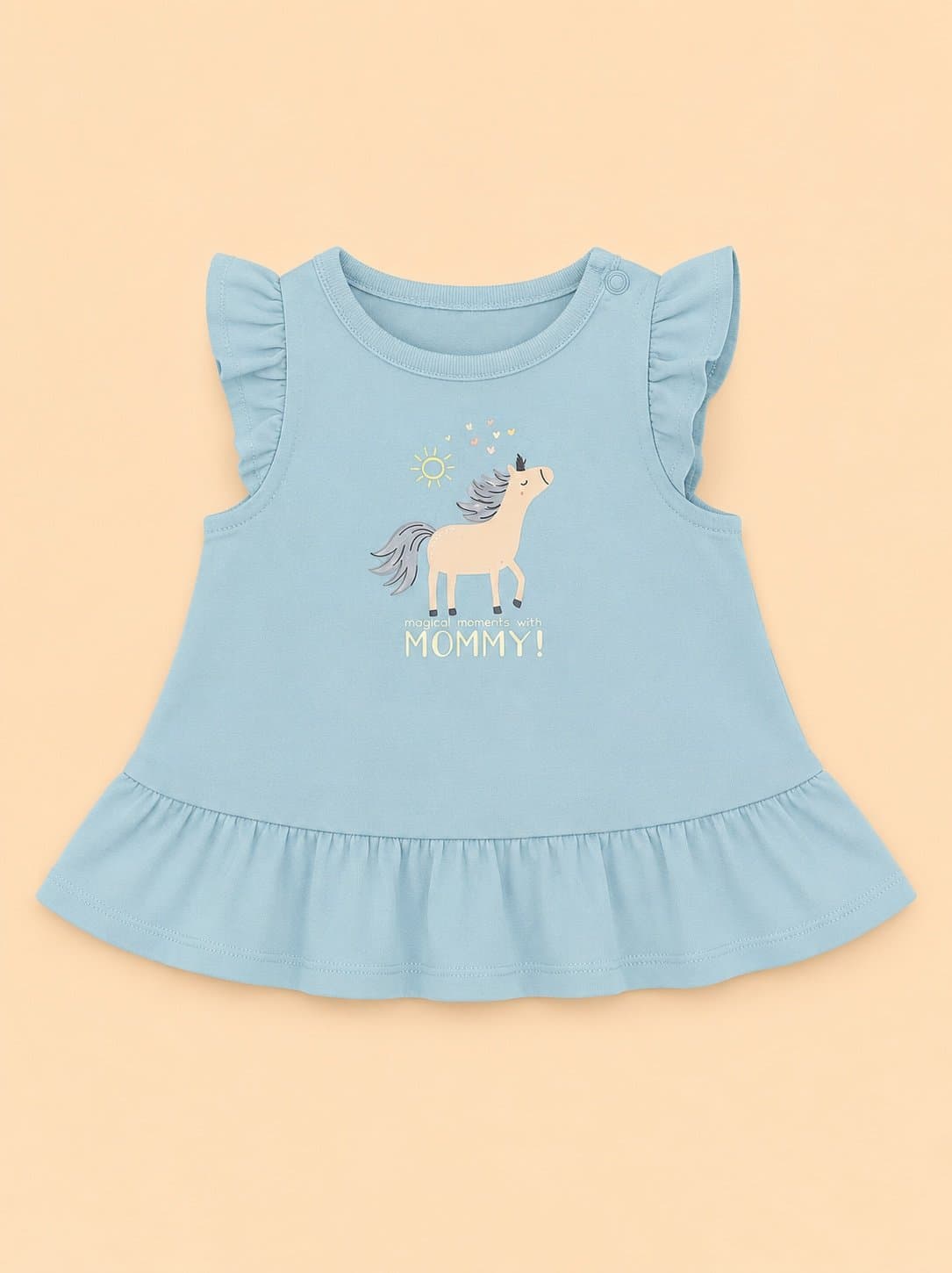 Garanimals 3-6M Unicorn Flutter Sleeve Top Blue Baby Girl Ruffle Hem Dress