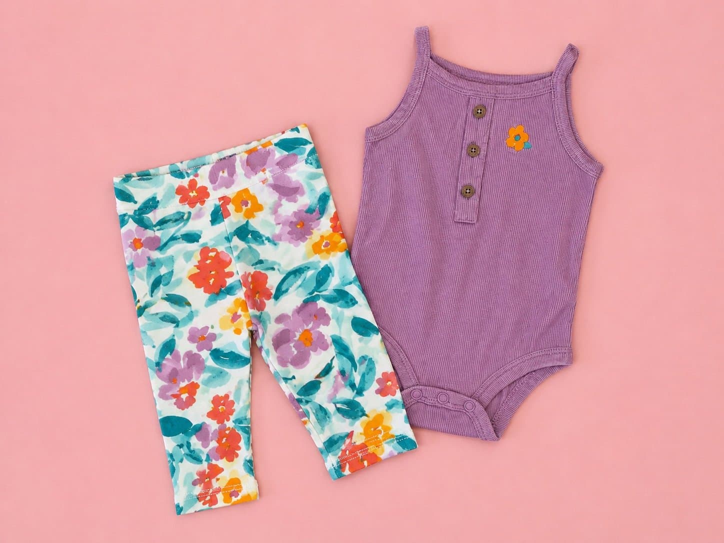 Carter’s 2pc Baby Outfit Purple Watercolor Floral 3 Months