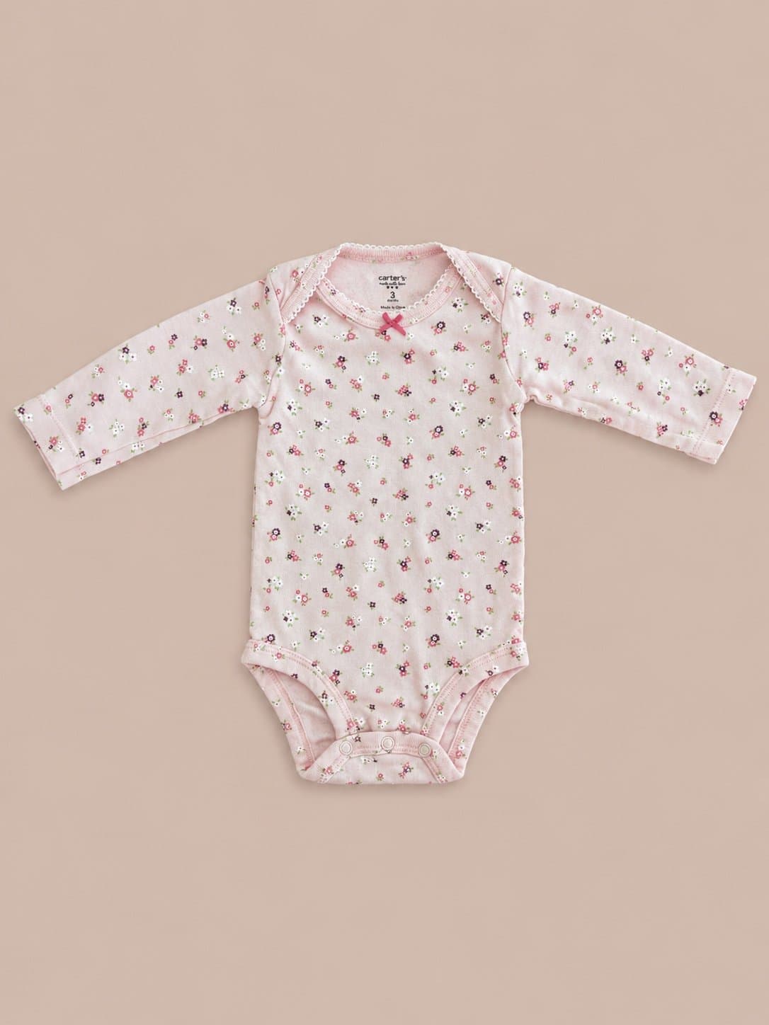 Carter’s Baby Girl Cottagecore Pink Floral Long Sleeve Bodysuit 3M