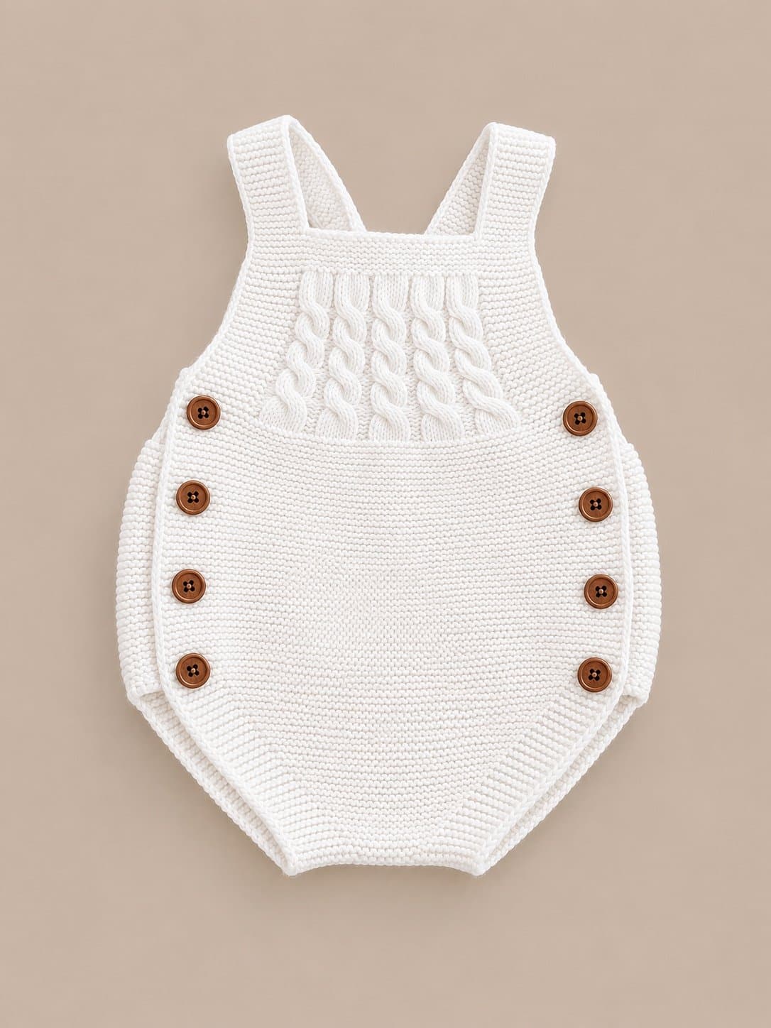 Boutique Knit Baby Romper – 3–6 Months – White