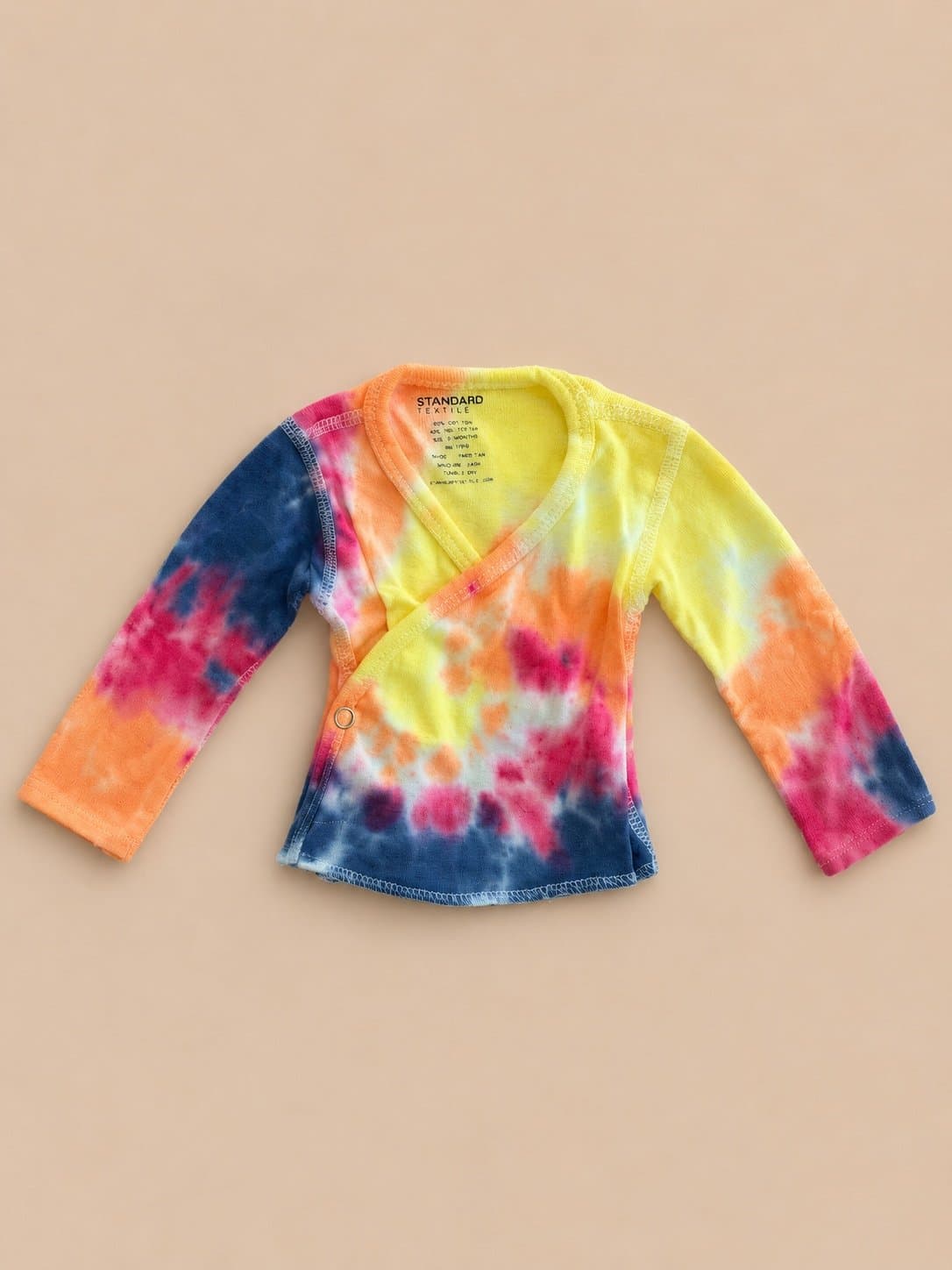 Boutique Tie Dye Kimono Wrap Top | Baby 3 Months Rainbow Long Sleeve Boho Shirt