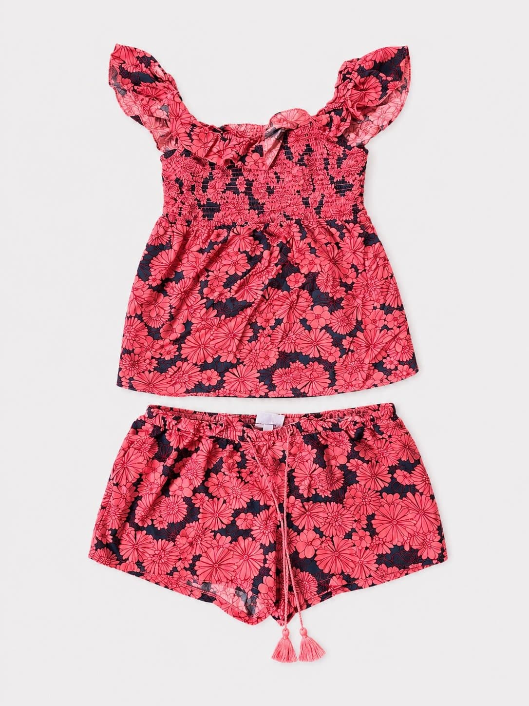 Isabel by Ingrid & Isabel Coral and Navy Floral Beachy Lounge Set – Size Small