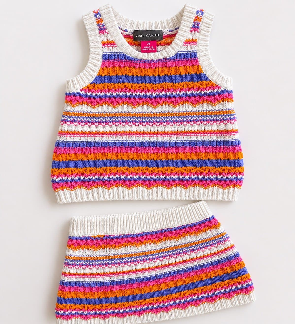 Vince Camuto Toddler 2T Knit Two-Piece Set Colorful Boho Sweater Tank & Skirt