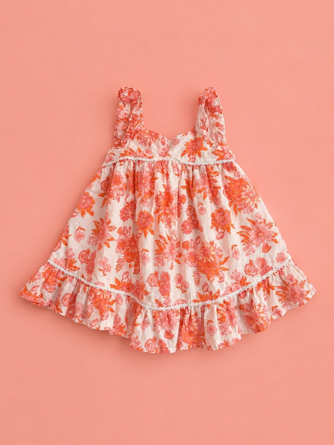 Happily Grey Boutique Style Orange and White Floral Dress – Baby Girl 12M