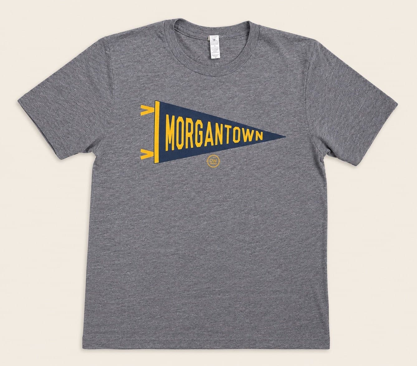 Vintage-style Morgantown WV Pennant Graphic Tee – Size Small – Gray Tri Blend