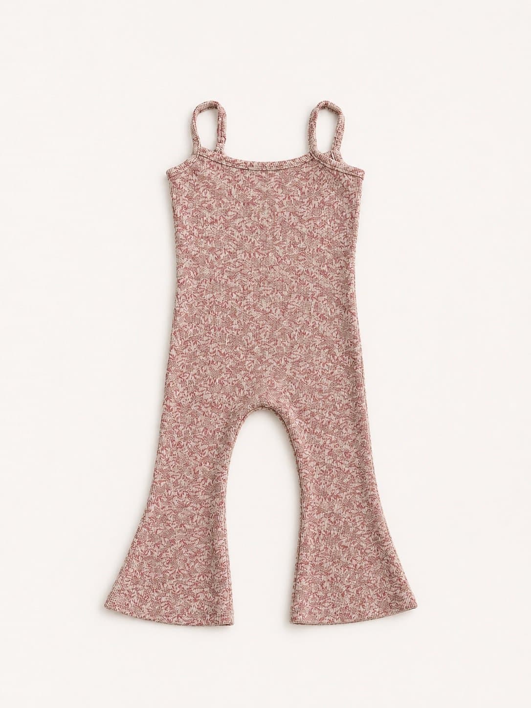 Jessica Simpson 2T Bell Bottom Romper Floral Pink Ribbed Boho Jumpsuit