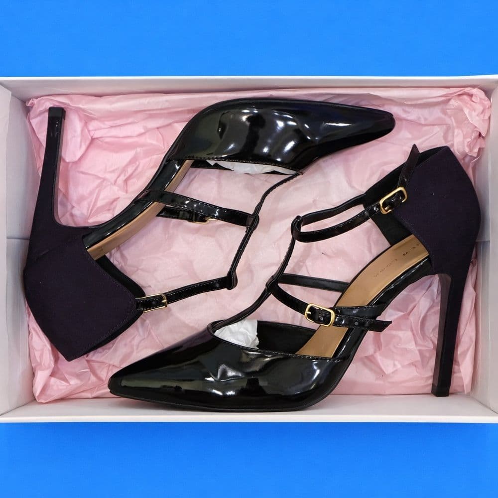 New Look Black Patent T-Strap Heels – Size 9.5