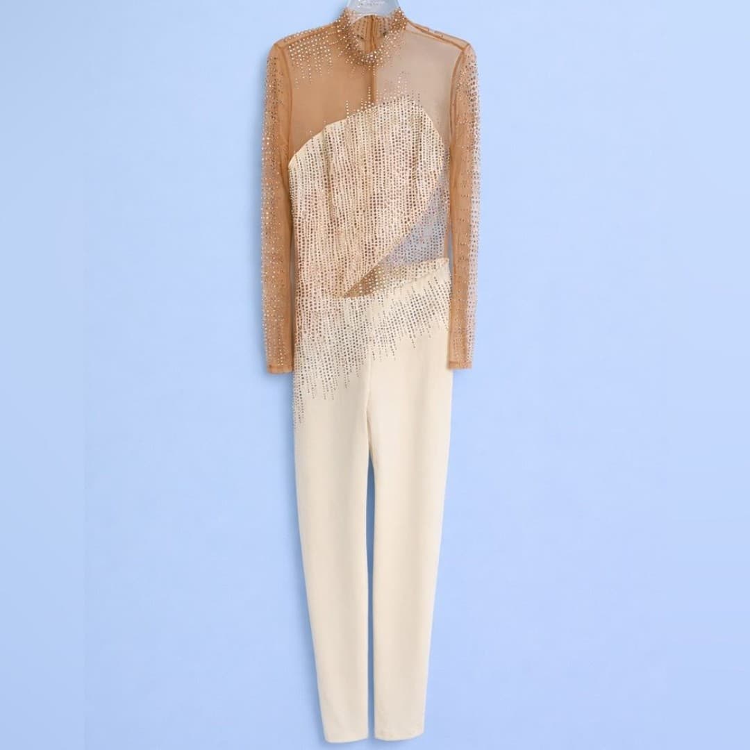 Banjul Rhinestone Mesh Jumpsuit – Size L