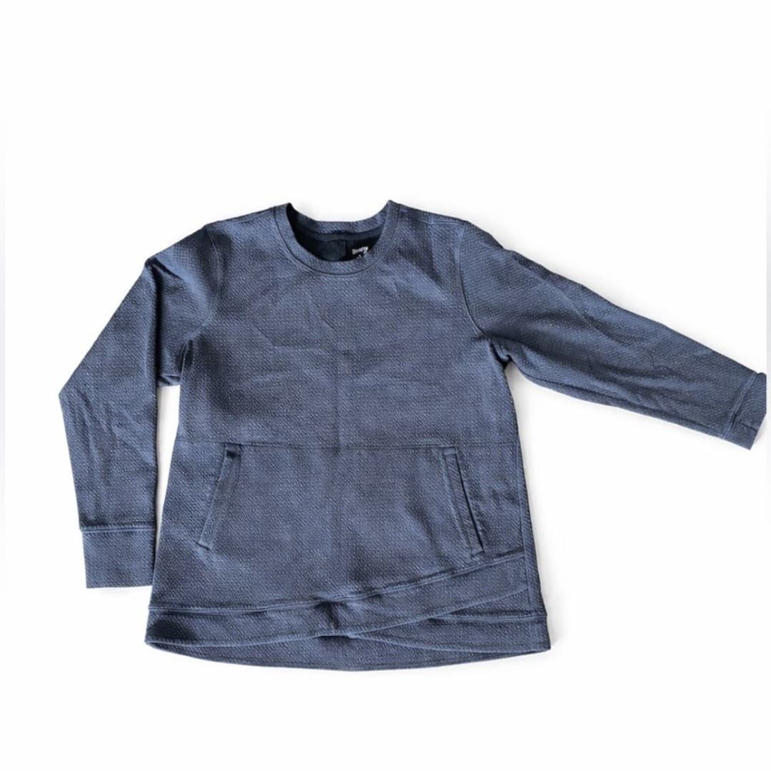 Duluth Trading Co Kids Navy Textured Crewneck Sweatshirt