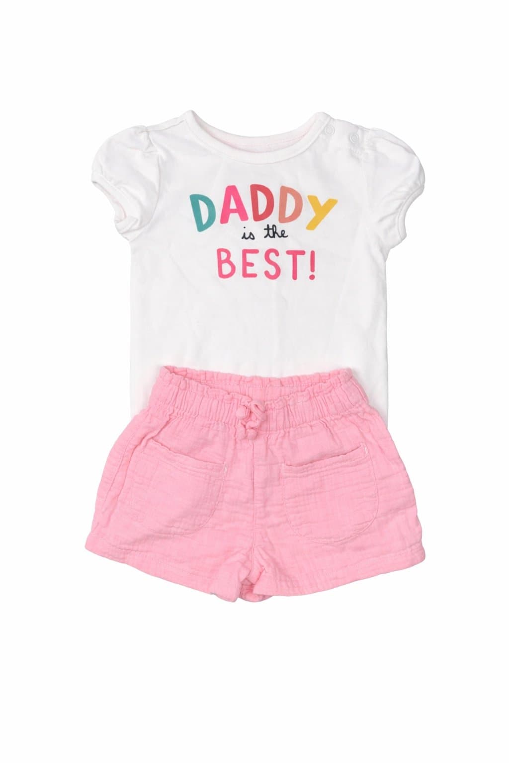 Garanimals Baby Girl Outfit 18M “Daddy is the Best” Shirt + Pink Shorts Set Cute