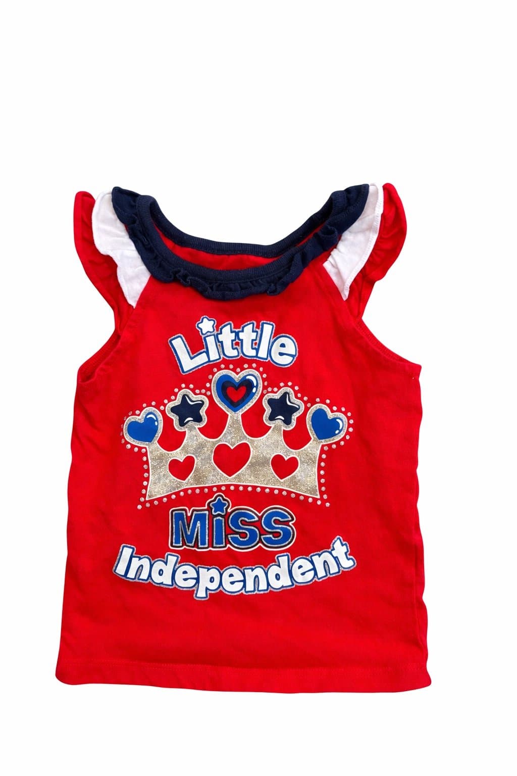 Toddler Girl 2T “Little Miss Independent” Patriotic Tank Top Red Ruffle