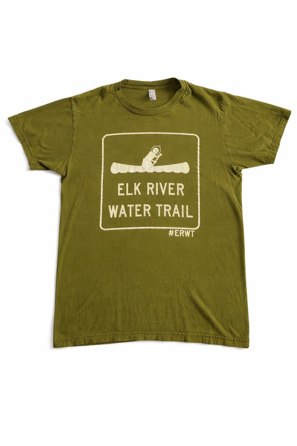 American Apparel Elk River Water Trail T Shirt Medium Green Outdoor Canoe USA