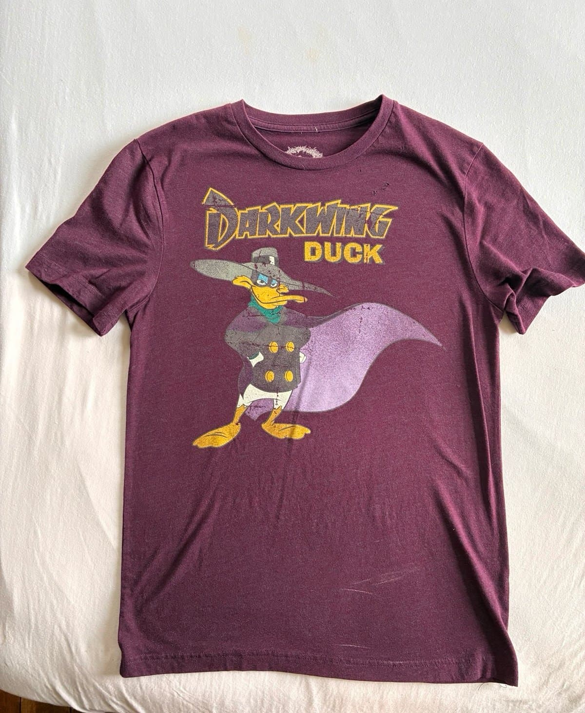 Disney Darkwing Duck Graphic T-Shirt Size Small Purple Vintage Style Cartoon Tee