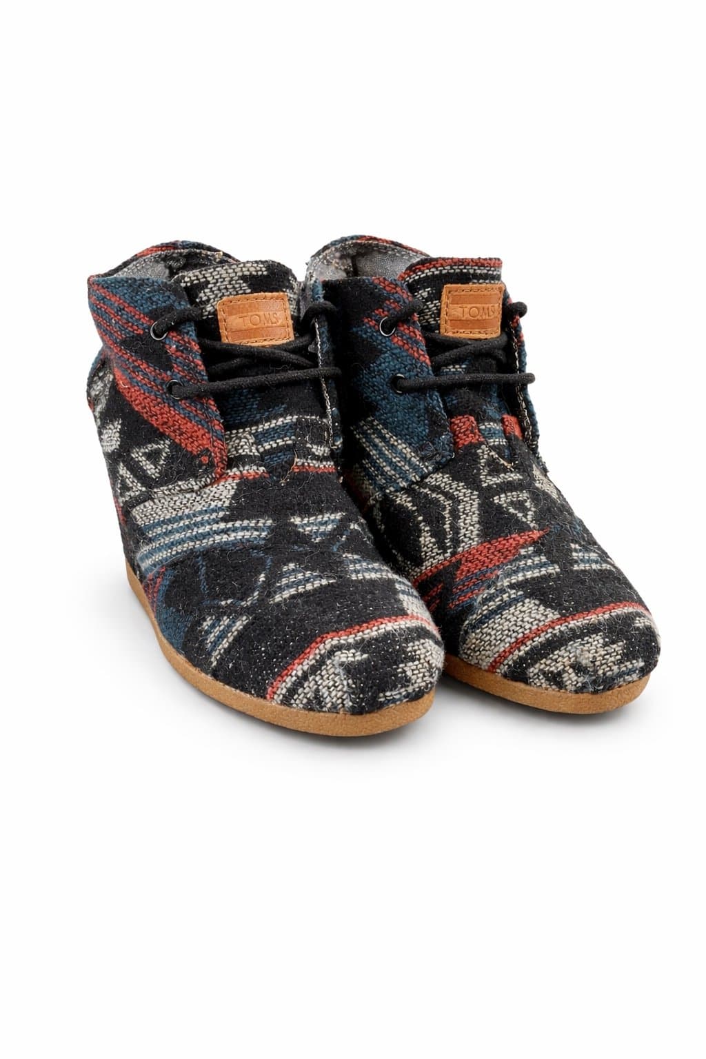 TOMS Women’s Tribal Woven Wedge Booties Lace-Up Size 5.5
