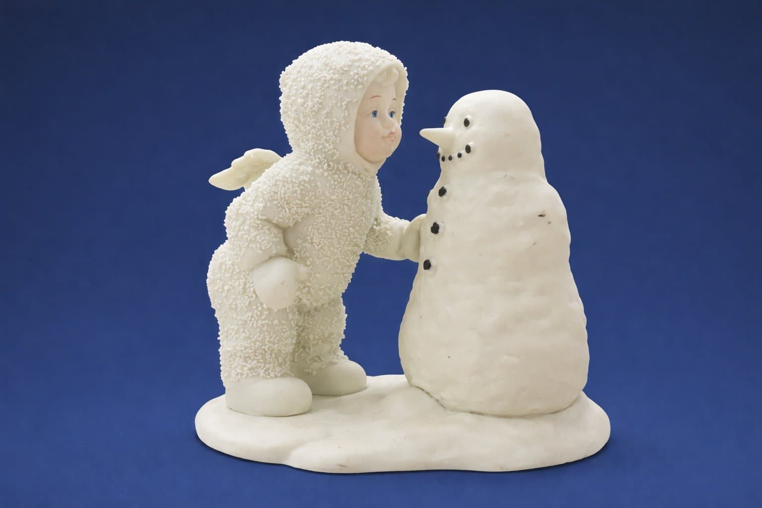 Vintage Dept. 56 Snowbabies Bisque Porcelain Figurine Snowbaby & Snowman