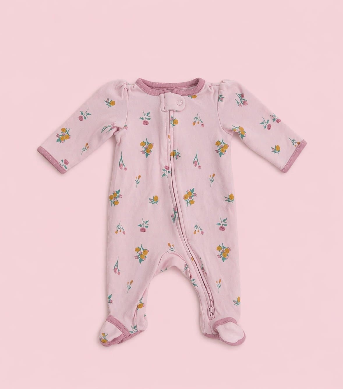 100% Cotton Carter’s Child of Mine Pink Floral Footed Sleeper Girl 0–3 Months