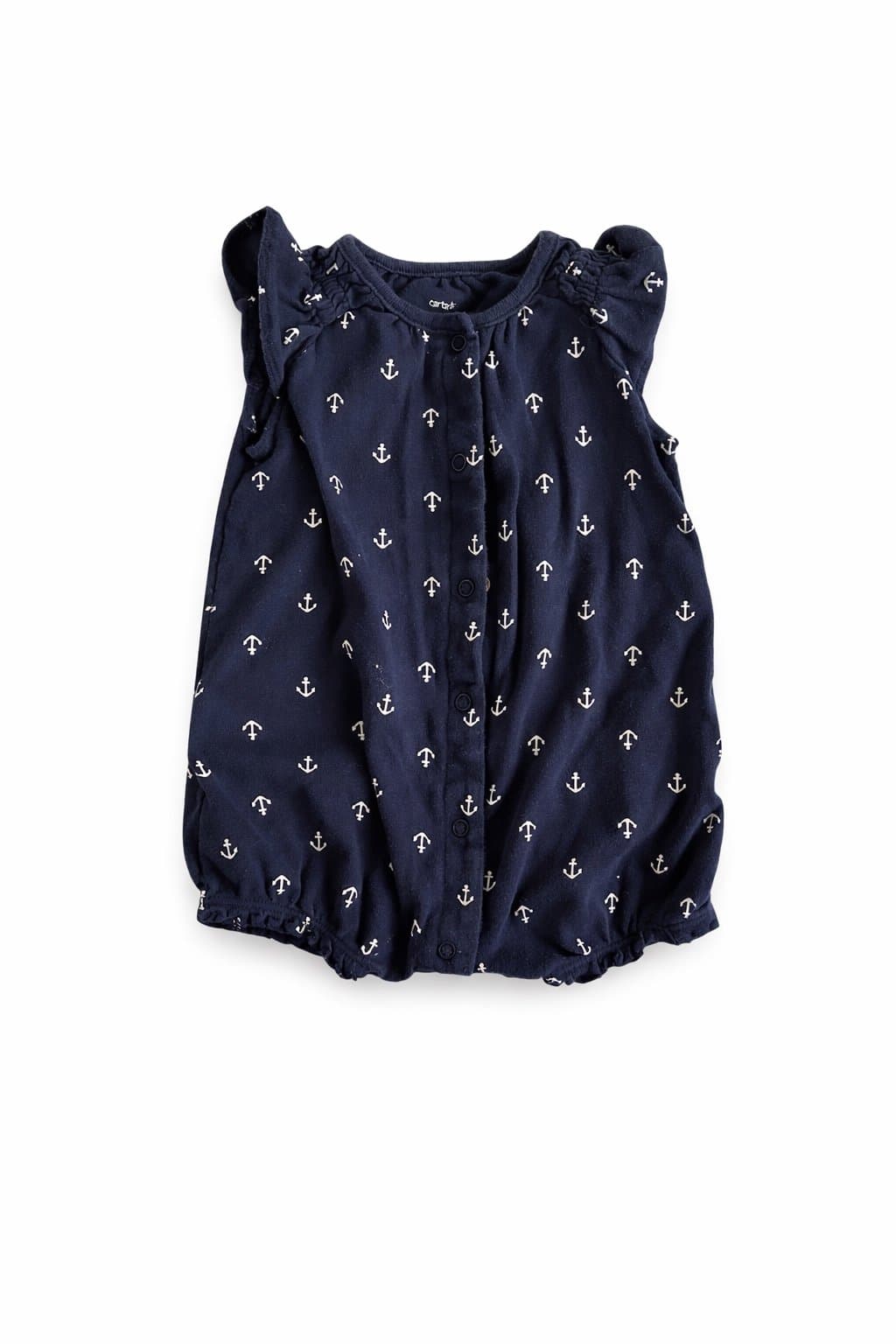 Carter’s 12M Navy Anchor Romper Nautical Baby Outfit Snap Closure
