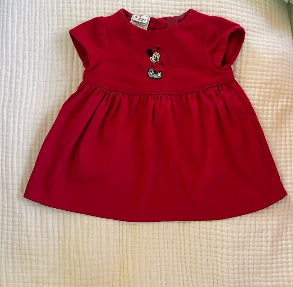Disney Store Minnie Mouse Baby Dress 6 Months Red Classic Embroidered GirlsDress