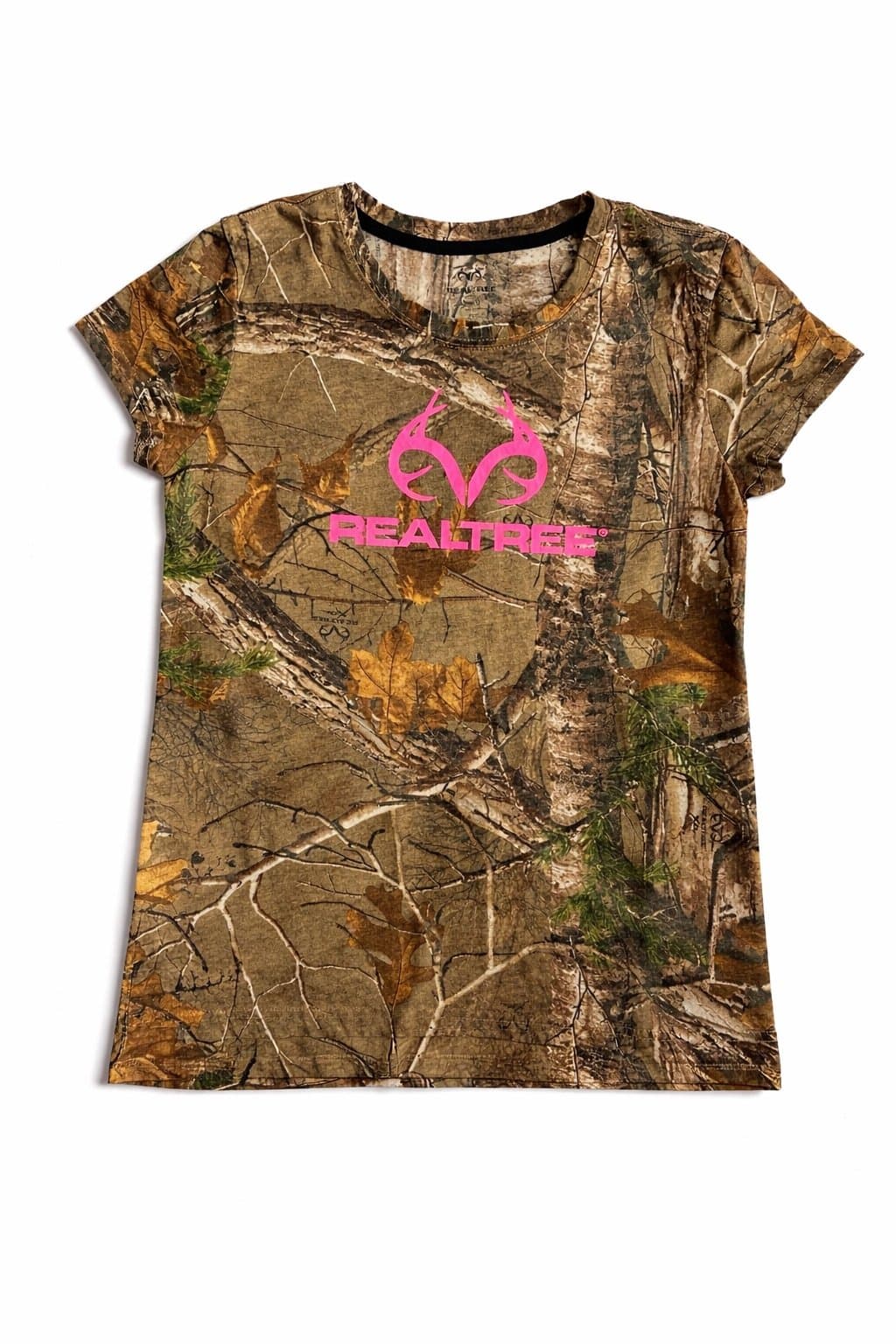 Realtree Camo T-Shirt Womens Medium Pink Logo Hunting Tee Outdoor Casual
