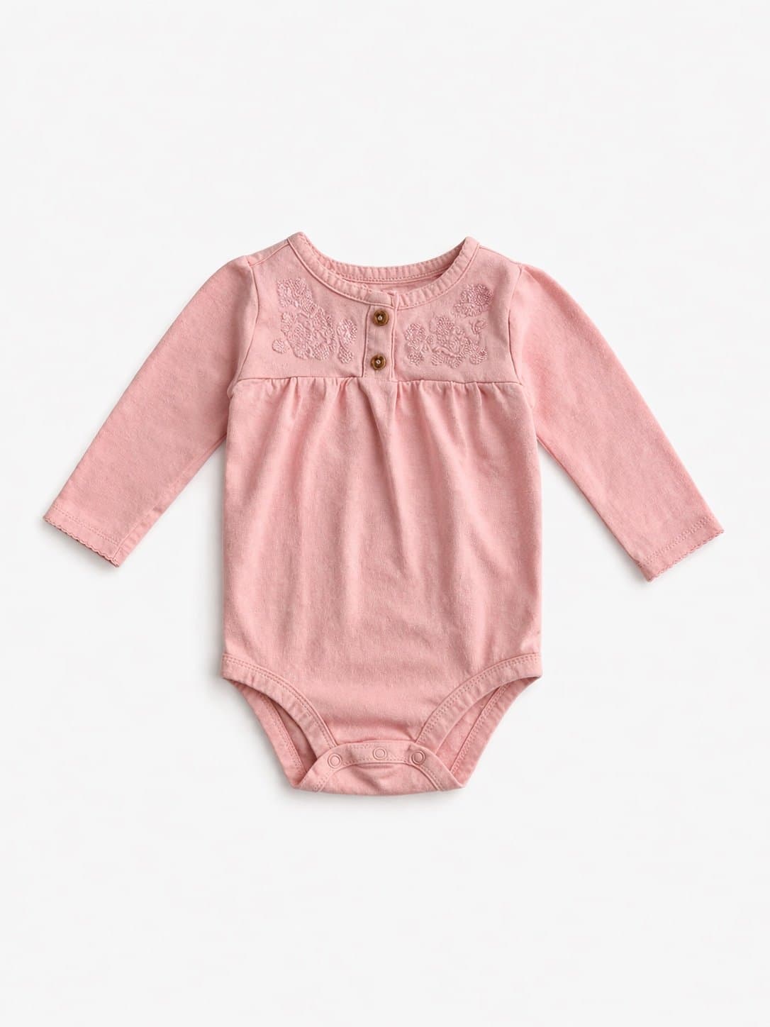Carter’s Baby Girl 9M Pink Floral Embroidered Bodysuit Long Sleeve Cute Outfit