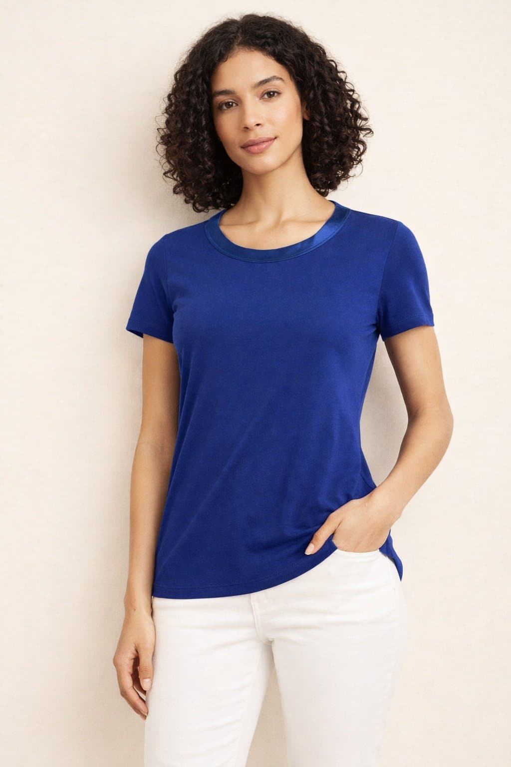 Banana Republic Blue Blouse Women’s Small Luxury Touch Short Sleeve Minimalist