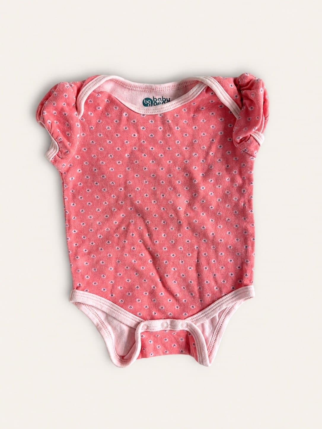 Baby Gear Coral Pink Sleeveless Bodysuit Onesie | 0-3 Months | Tiny Floral Print