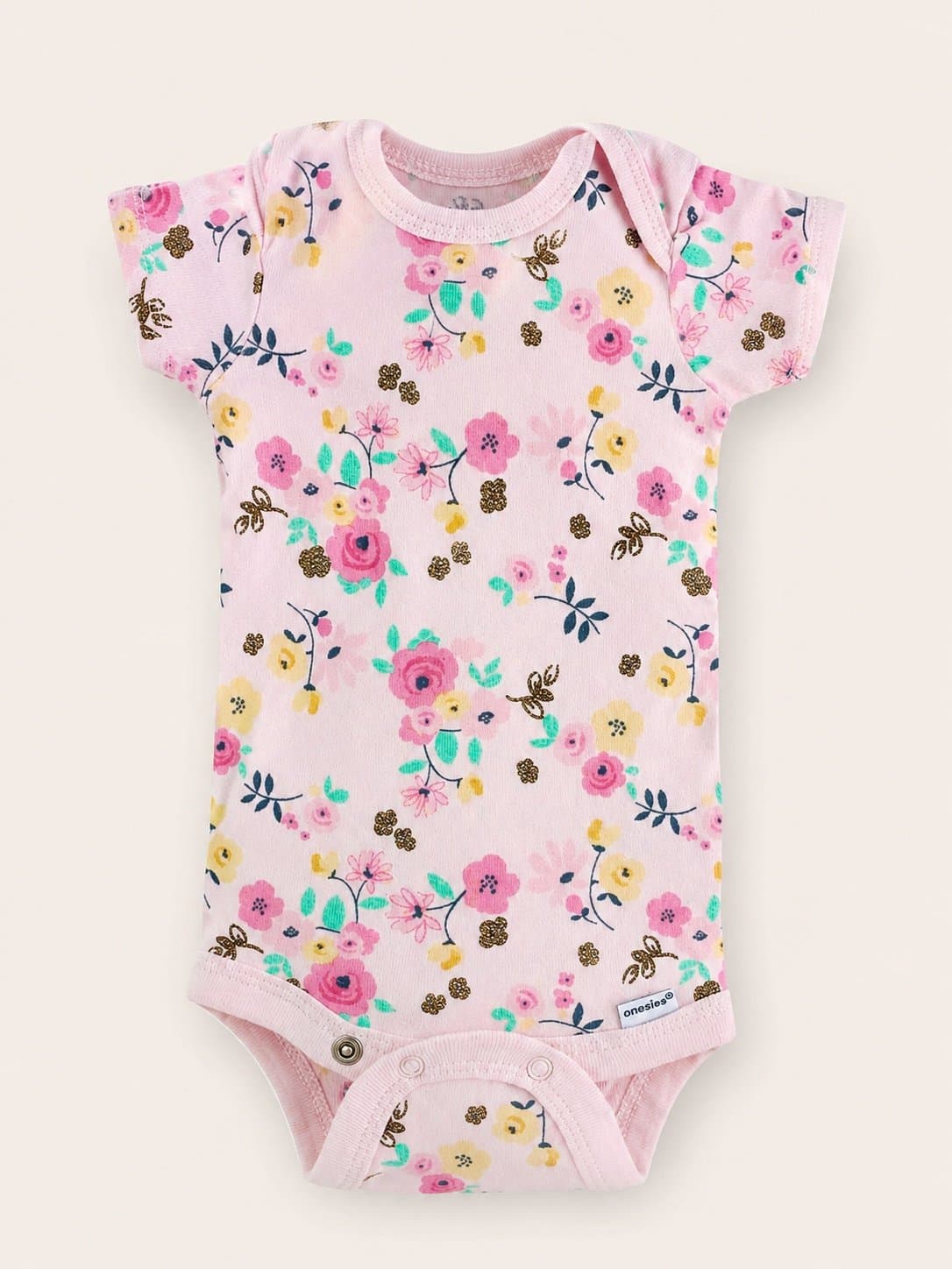 Gerber Floral Baby Onesie Bodysuit | 0-3 Months | Pink Floral Print | Baby Girl