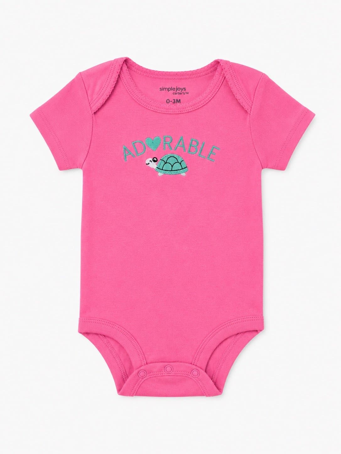 Simple Joys by Carter’s “Adorable” Turtle Onesie | 0-3 Months | Neon Hot Pink