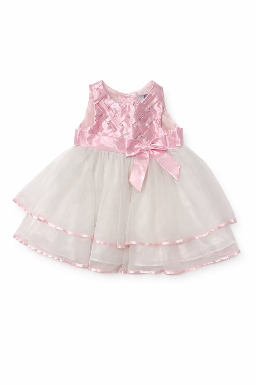 Rare Editions Baby Girl Pink Tulle Dress 12M Satin Pearl Formal Party Dress