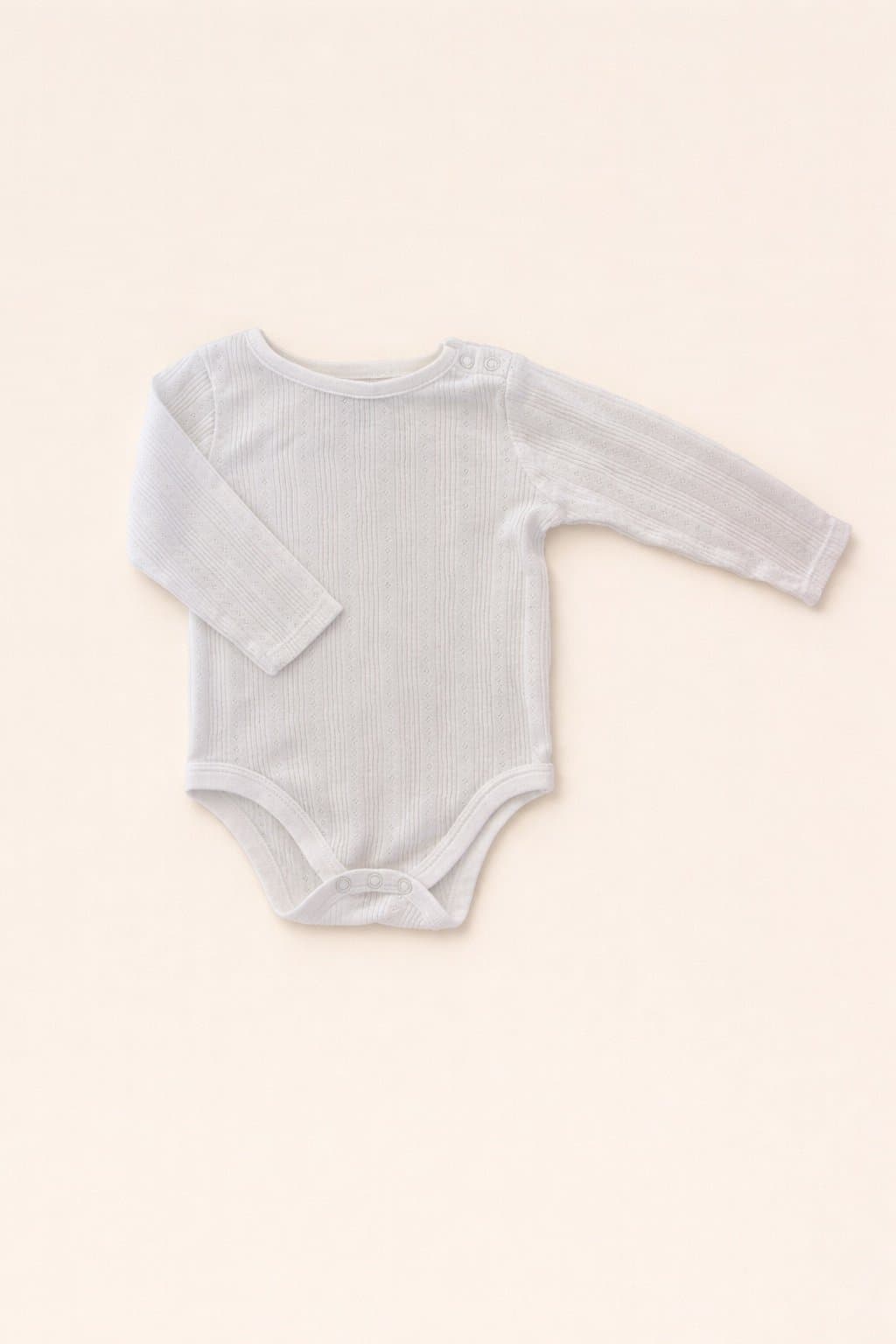 Garanimals White Eyelet Ribbed Onesie 6-9M Long Sleeve Baby Neutral
