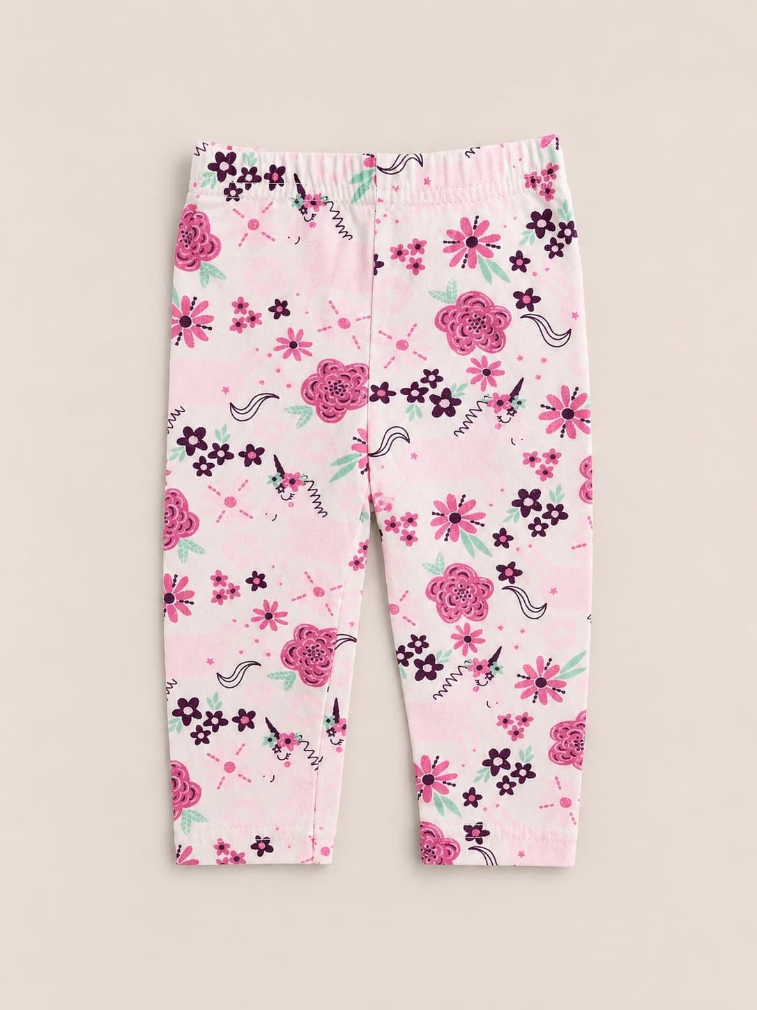 Cutie Pie Baby Girl Floral Leggings 0-3 Months Pink Unicorn Flower Pants