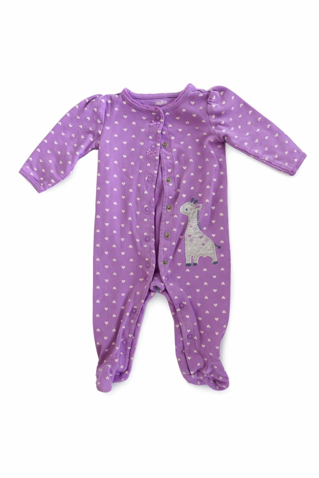 Carter’s Child of Mine 6-9M Purple Heart Giraffe Footed Sleeper Baby Girl Pajama