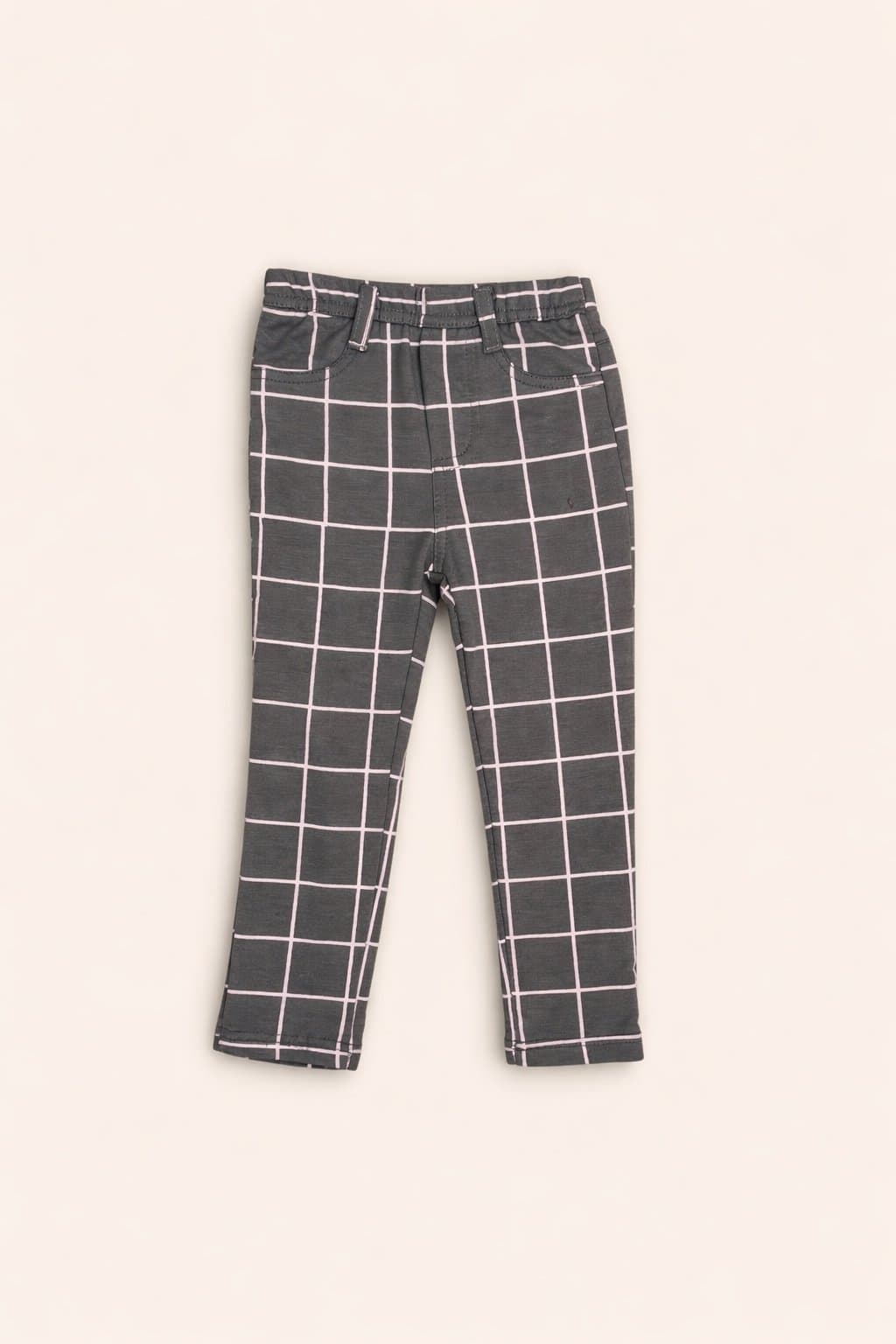 OK! Toddler Girls Gray Grid Pants Size 18M Stretch Leggings Checkered