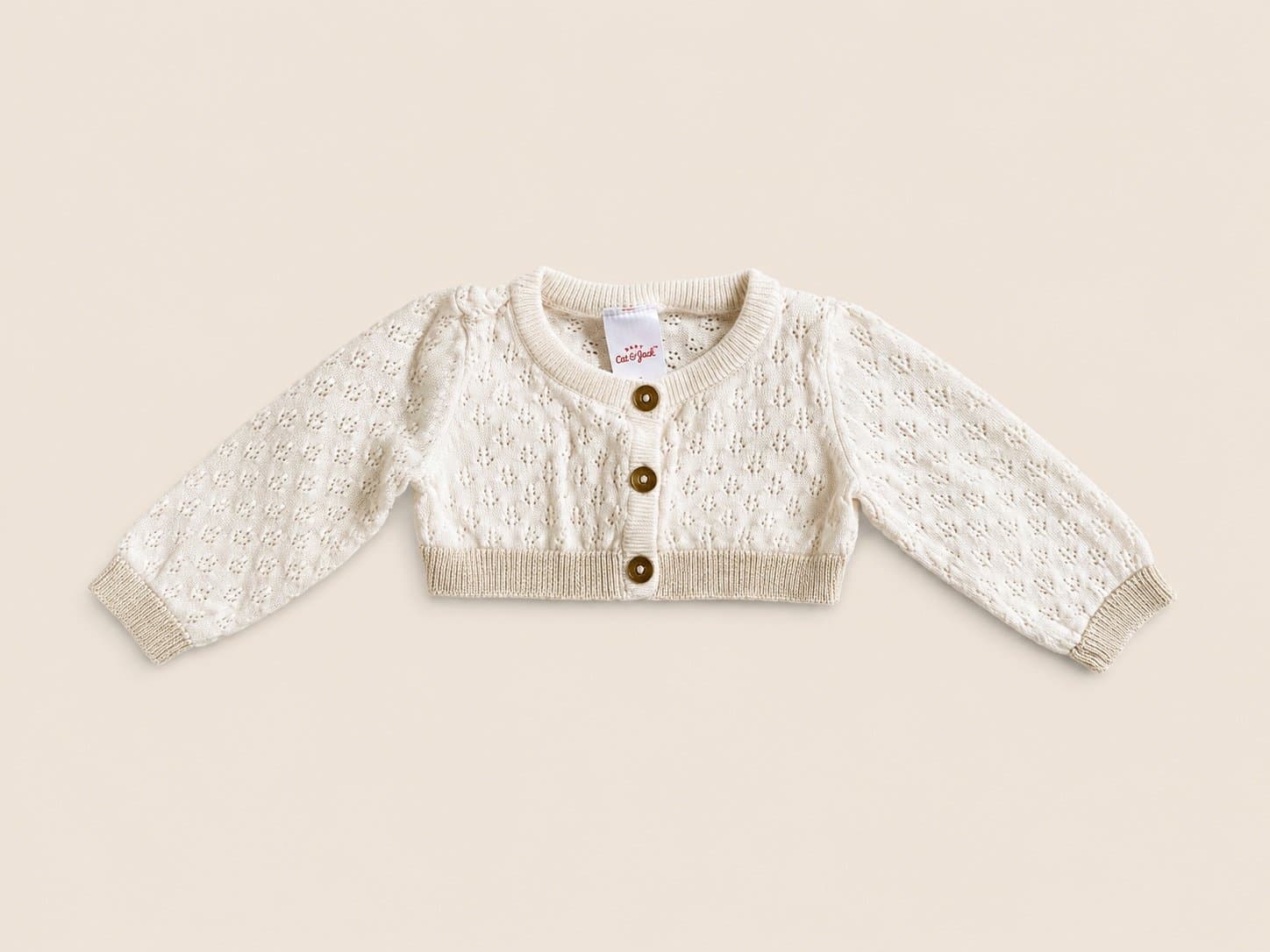 Baby Cat & Jack Knit Cardigan Sweater 0-3M Ivory Cream Button Front Baby Girl