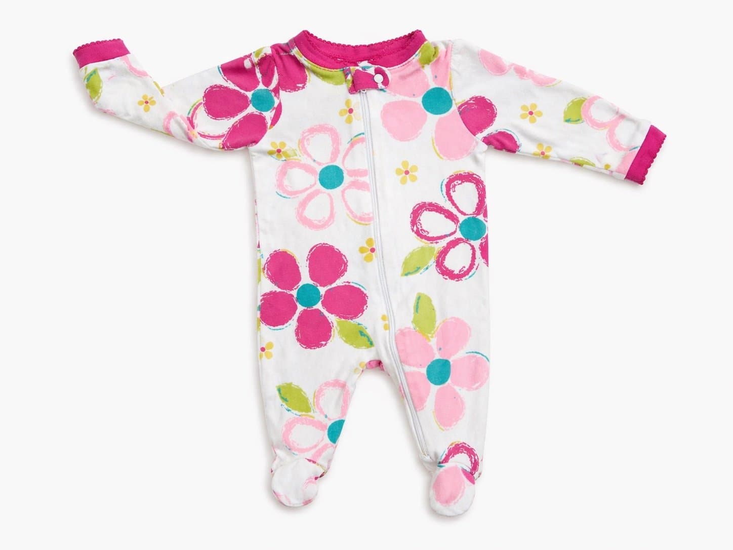 Garanimals 0-3M Baby Girl Floral Footed Sleeper Pink Zip Pajamas One Piece