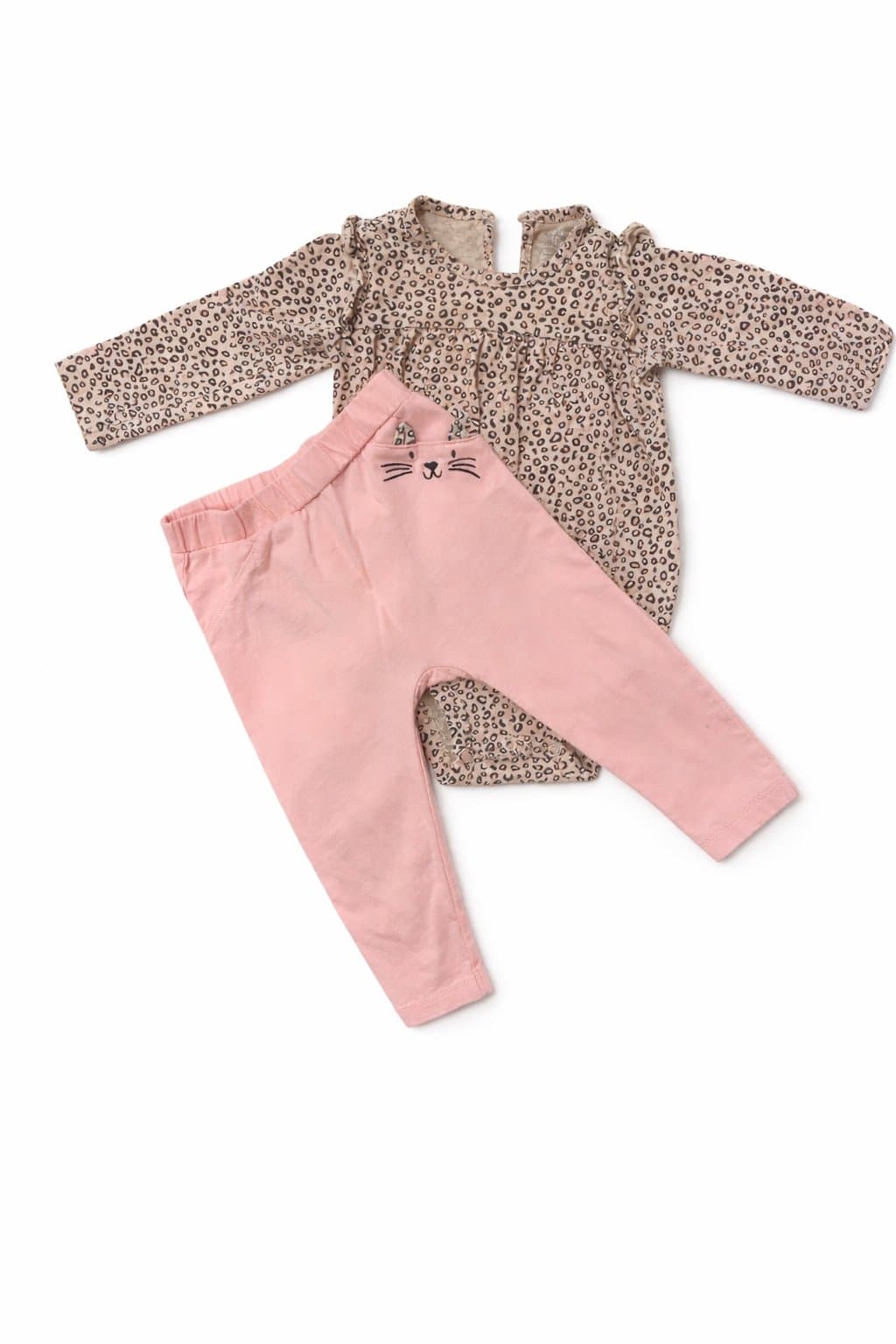 Carter’s 18M Baby Girl Outfit Set Leopard Print Top Pink Cat Leggings Cute