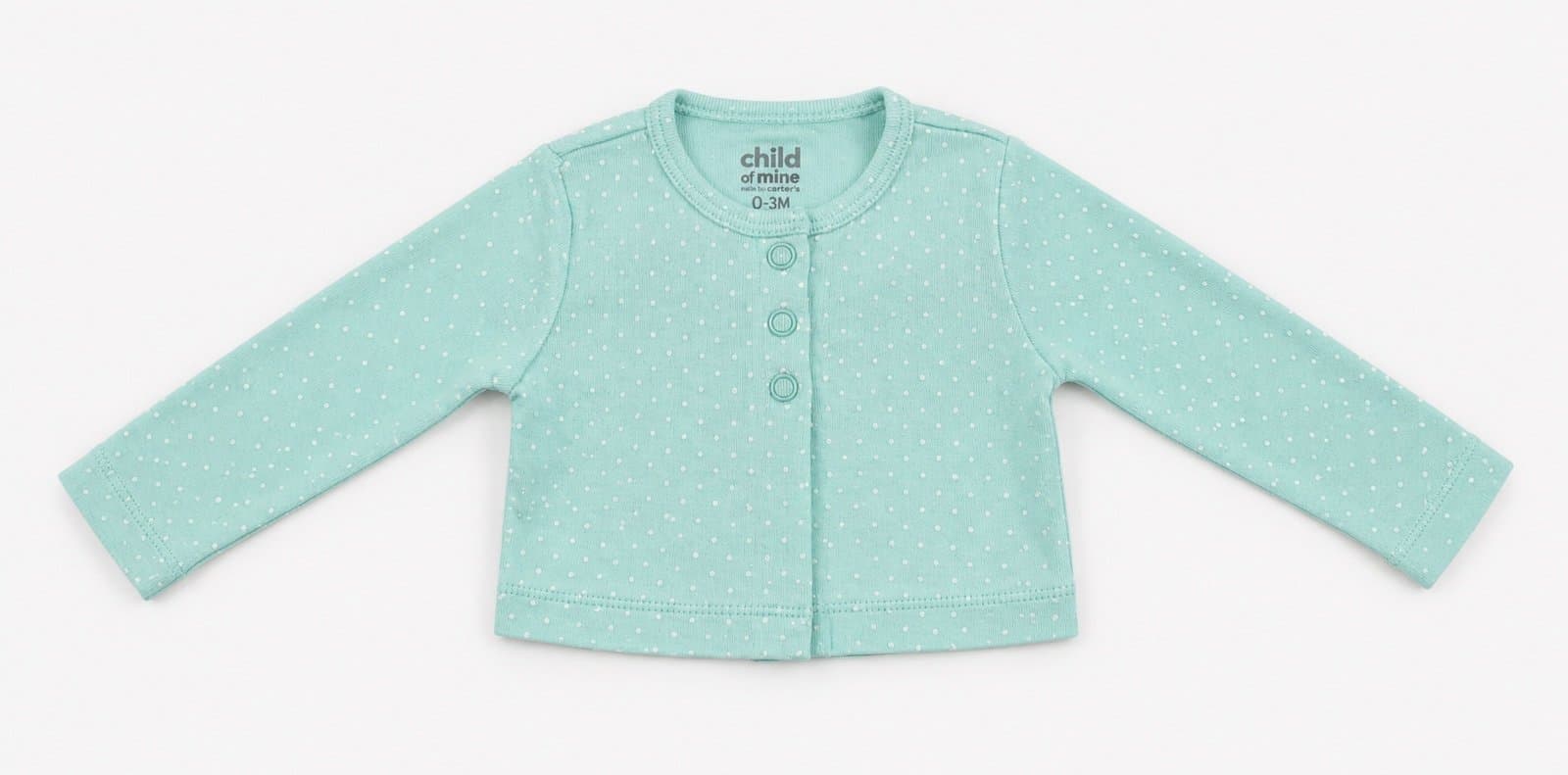 Child of Mine by Carter’s Mint Green Polka Dot Cardigan Sweater | 0-3M Baby Girl