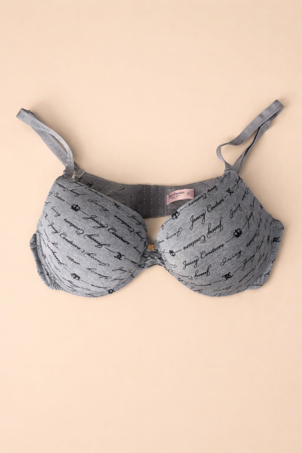 Juicy Couture Logo Bra – Size 40C – Gray – Underwire