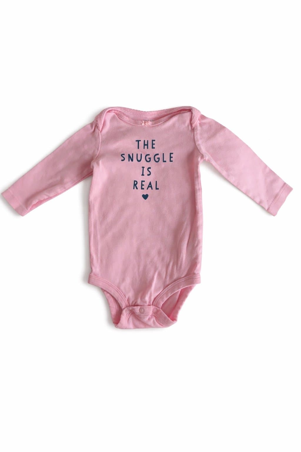 Carter’s 12M Baby Girl Pink Long Sleeve Onesie “The Snuggle Is Real” Cute