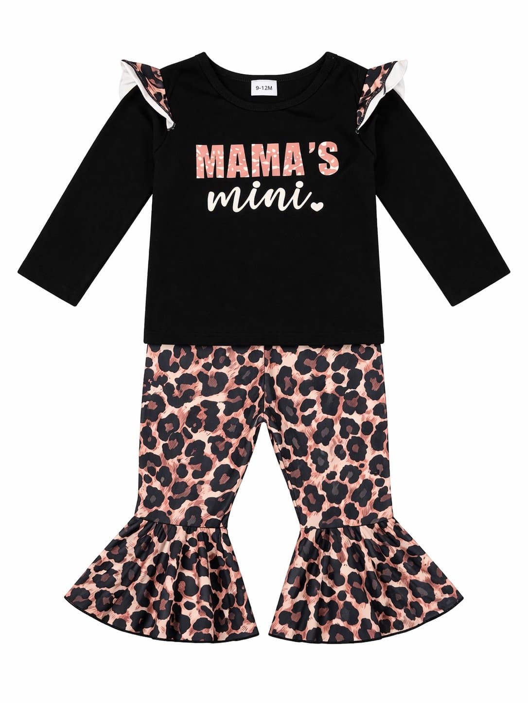 Boutique Mama’s Mini Outfit 9-12M Leopard Bell Bottoms Set Girls Trendy