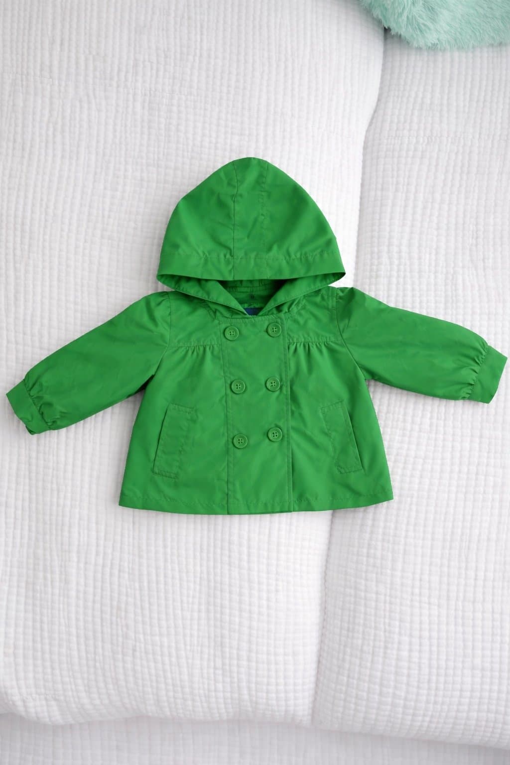 Baby Gap Green Hooded Rain Jacket 12–18 Months Lightweight Spring Coat Toddler
