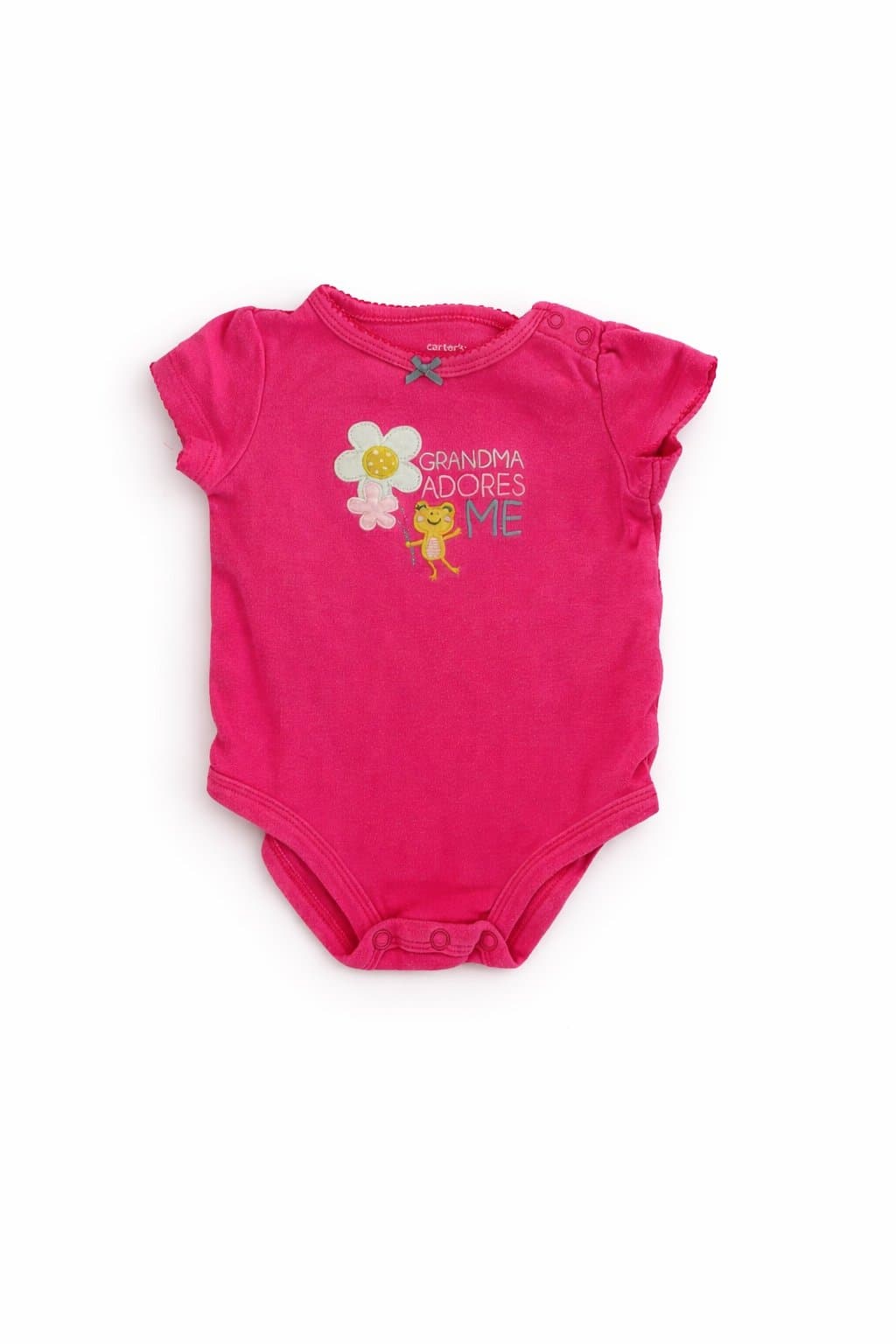 Carter’s 6M Pink Grandma Adores Me Onesie Baby Girl Floral Frog Bodysuit