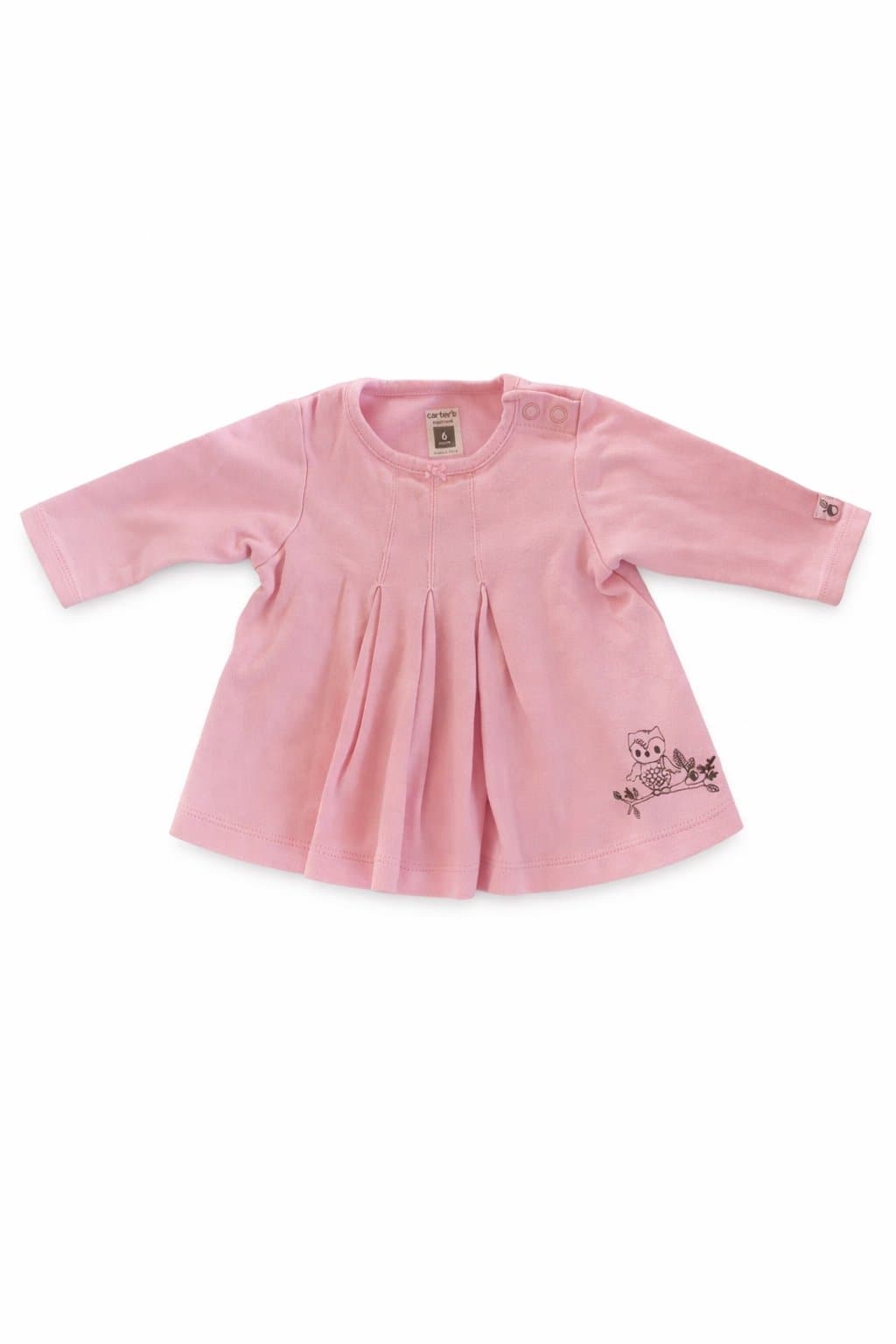 Carter’s Baby Girl 6M Pink Long Sleeve Tunic Top Owl Embroidered Cute