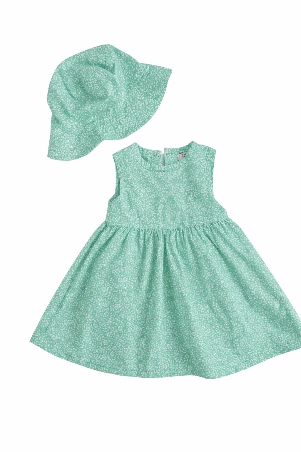Nine West Baby Dress w/ Matching Hat Mint Green Floral Summer Outfit