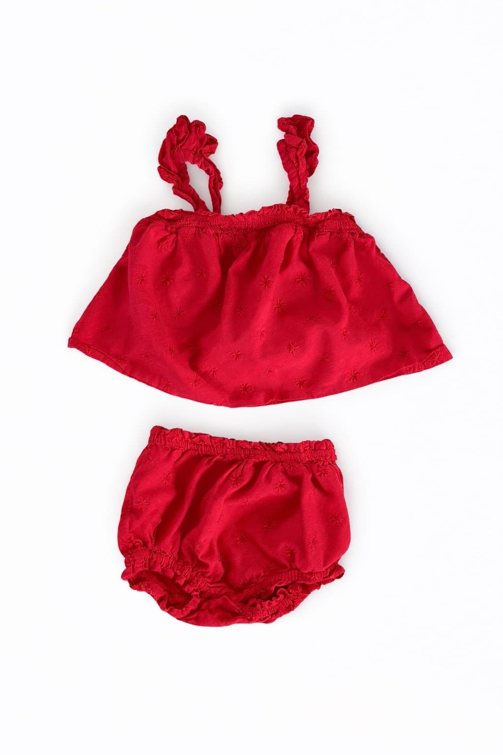 Old Navy Red/Pink Baby Outfit Set 18-24M Embroidered Boho Top Bloomers Summer